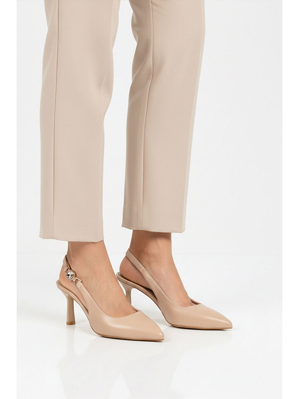 Bej Kadın İnce Topuklu Abiye Ayakkabı 312569 Z
