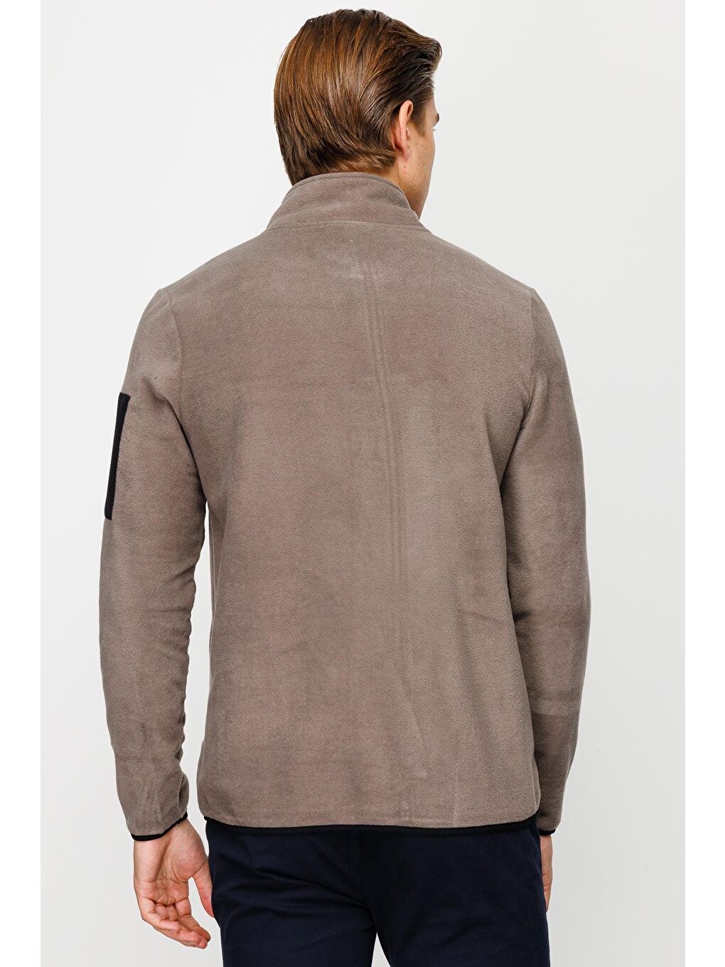 Kahverengi Erkek Açık Kahve Tam Fermuar Polar-2