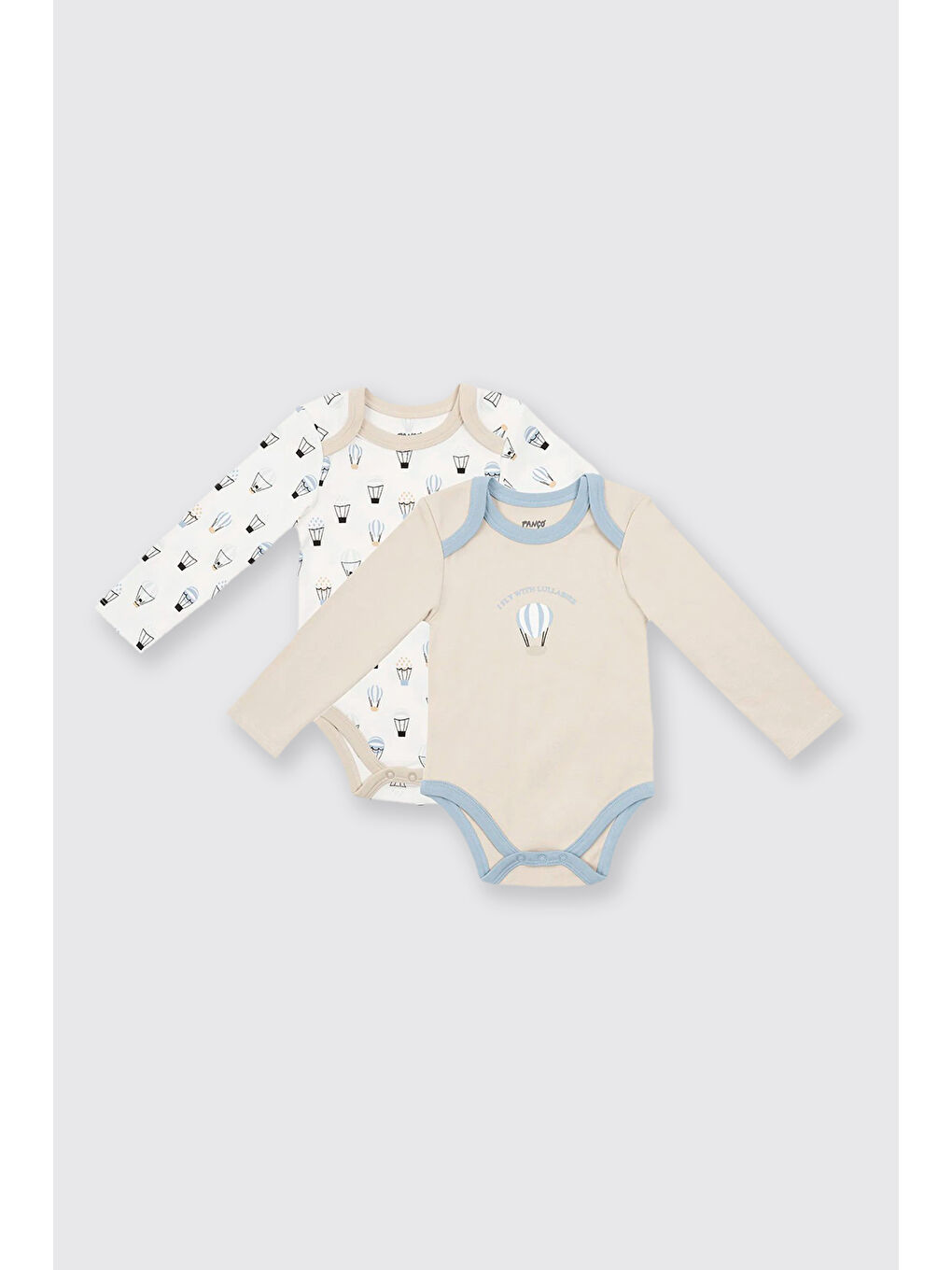 Yenidoğan Balon Baskılı Ekru 2'li Body Set-1