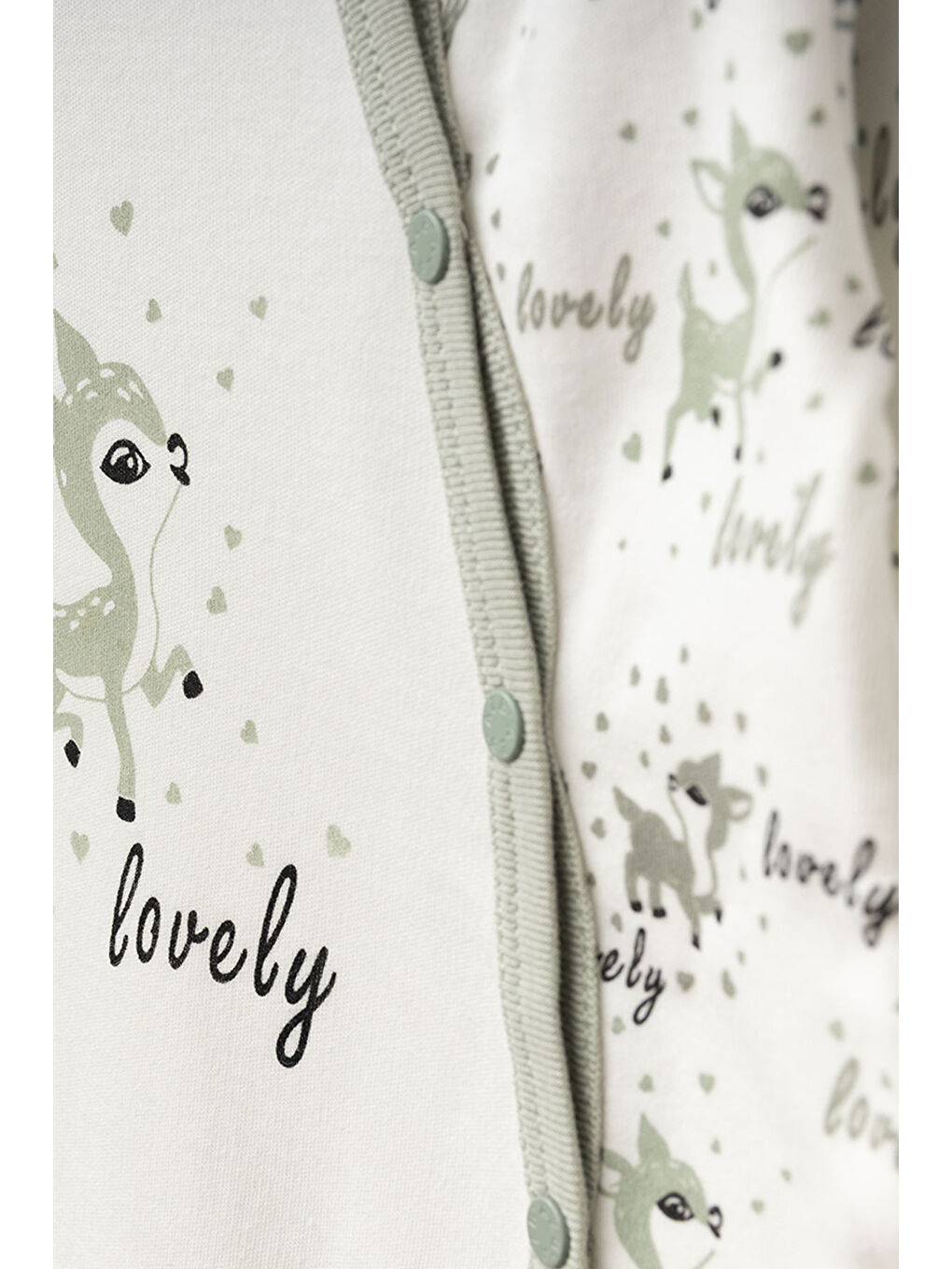 Yeşil Kız Bebek Çıtçıtlı Geyik Desenli Tulum 0 Ay 6 Ay-1