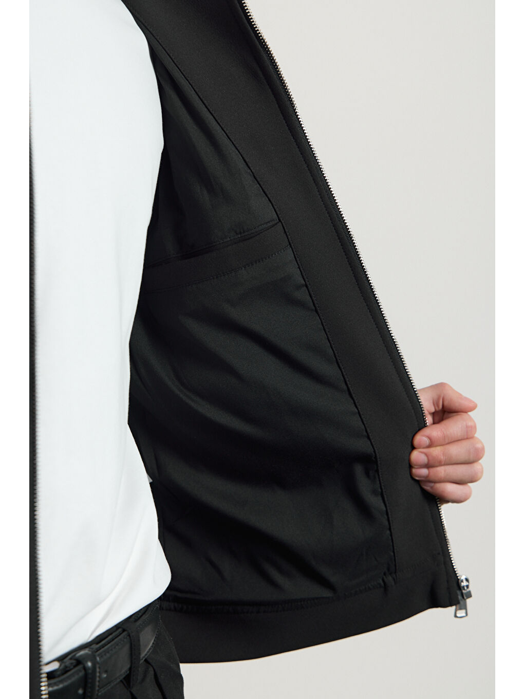 Erkek Standart Kalıp Gömlek Yaka Ceket Siyah-4