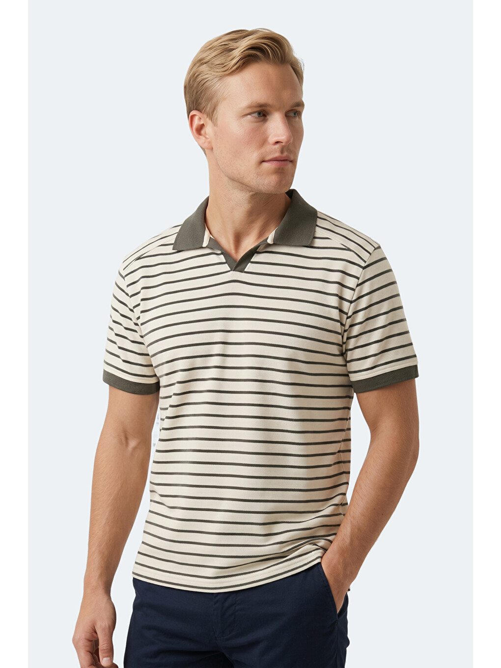 ZOLL Erkek Polo Yaka Beyaz / Yeşil Tişört-6