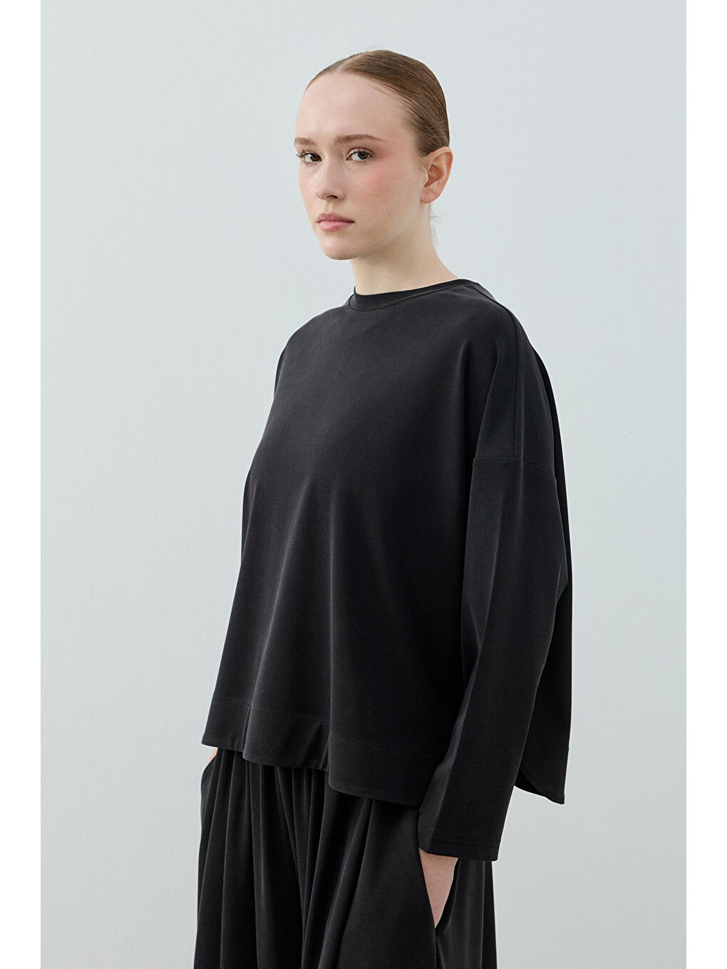 Basic Bambu Pantolonlu Takım 1804 Siyah-1