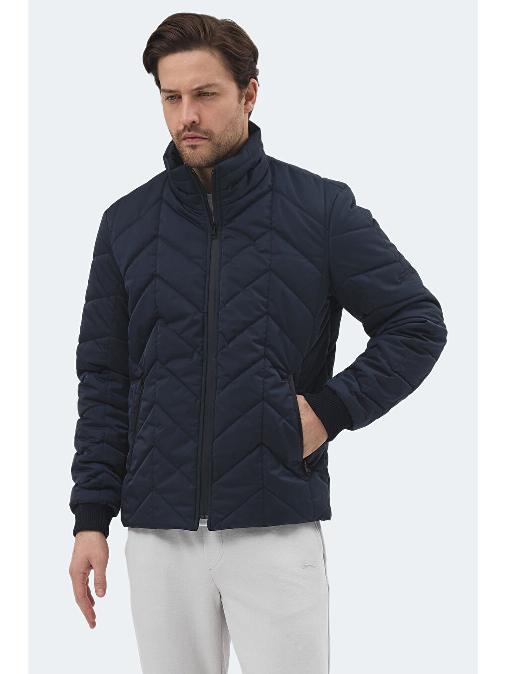 BEAST Erkek Dik Yaka Fermuarlı Lacivert Mont & Kaban-3