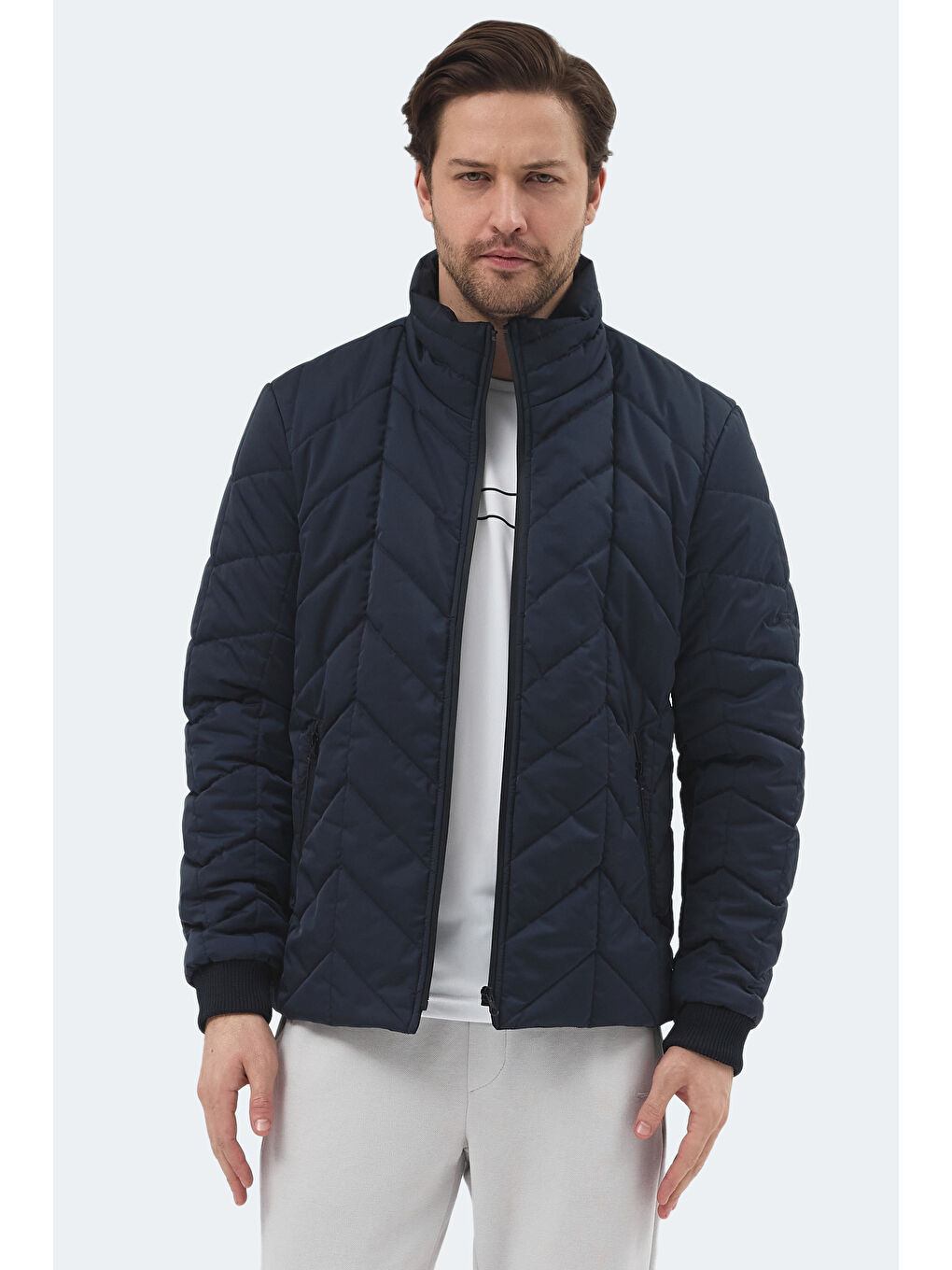 BEAST Erkek Dik Yaka Fermuarlı Lacivert Mont & Kaban-4