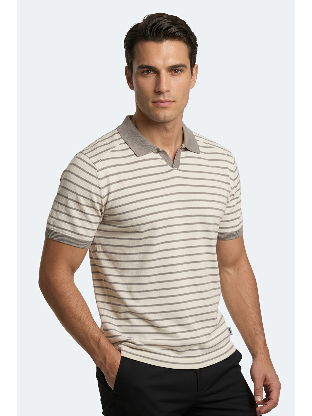 Zoll Erkek Polo Yaka Beyaz / Kahve Tişört-3