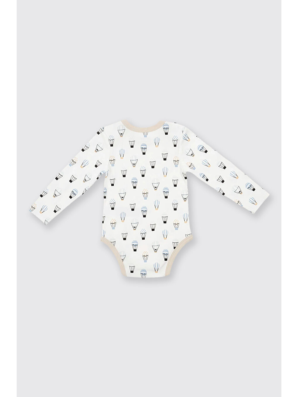 Yenidoğan Balon Baskılı Ekru 2'li Body Set-3