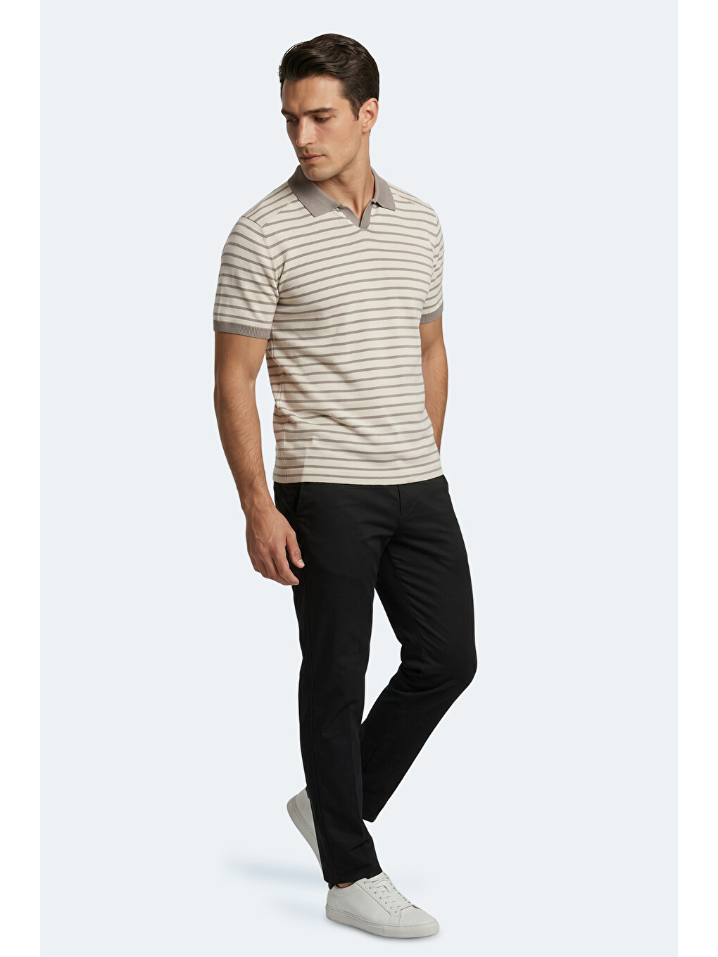 Zoll Erkek Polo Yaka Beyaz / Kahve Tişört-4