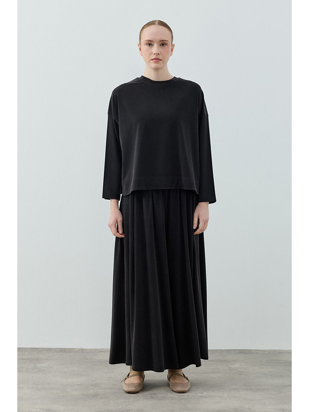 Basic Bambu Pantolonlu Takım 1804 Siyah-3