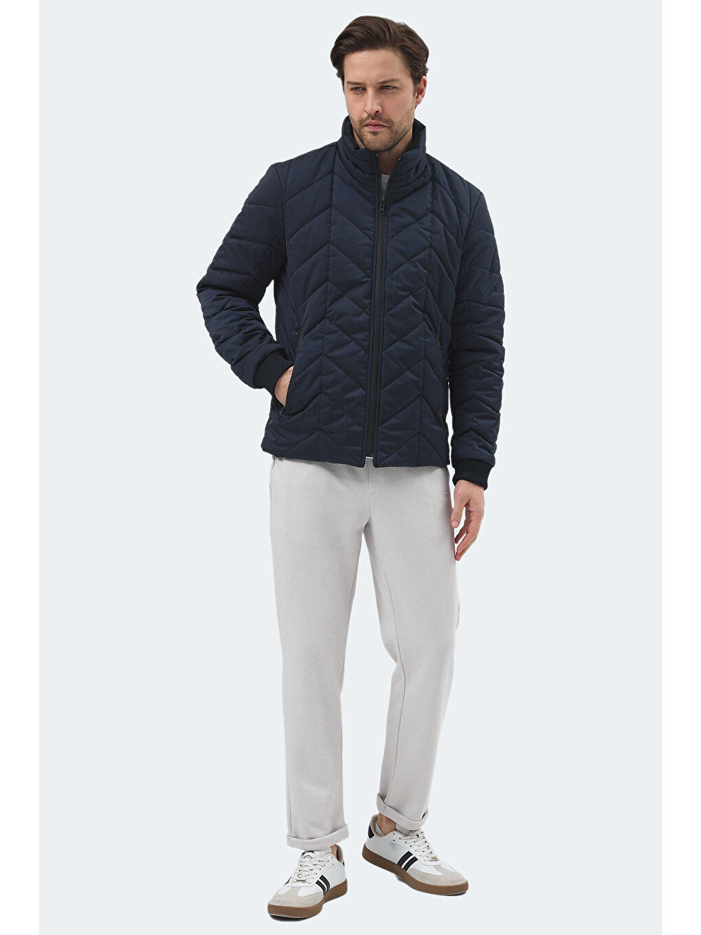 BEAST Erkek Dik Yaka Fermuarlı Lacivert Mont & Kaban-6