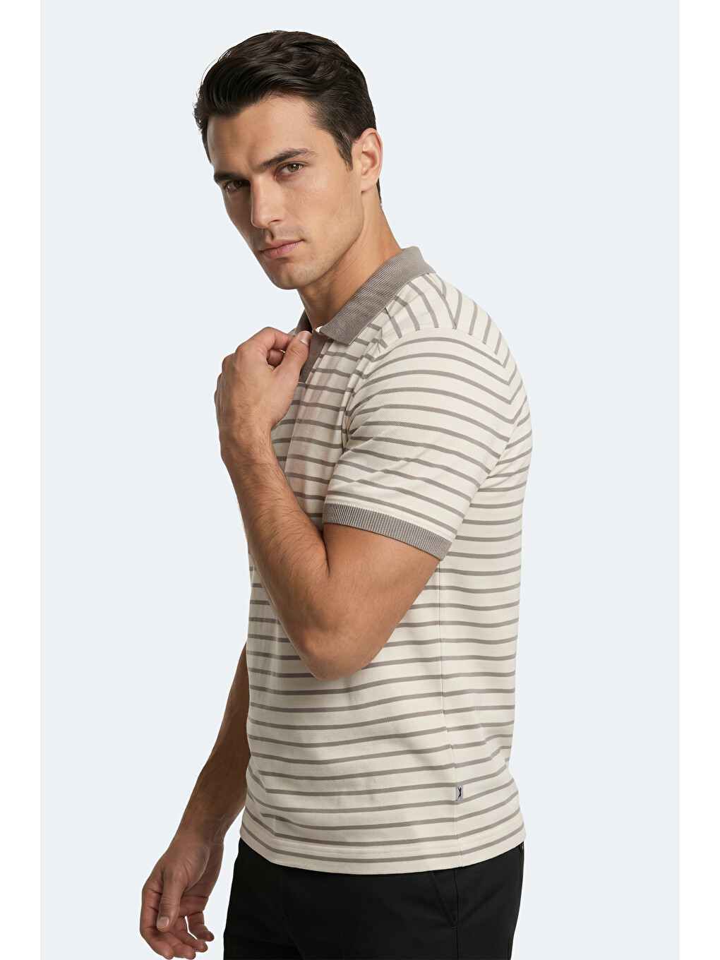 Zoll Erkek Polo Yaka Beyaz / Kahve Tişört-6