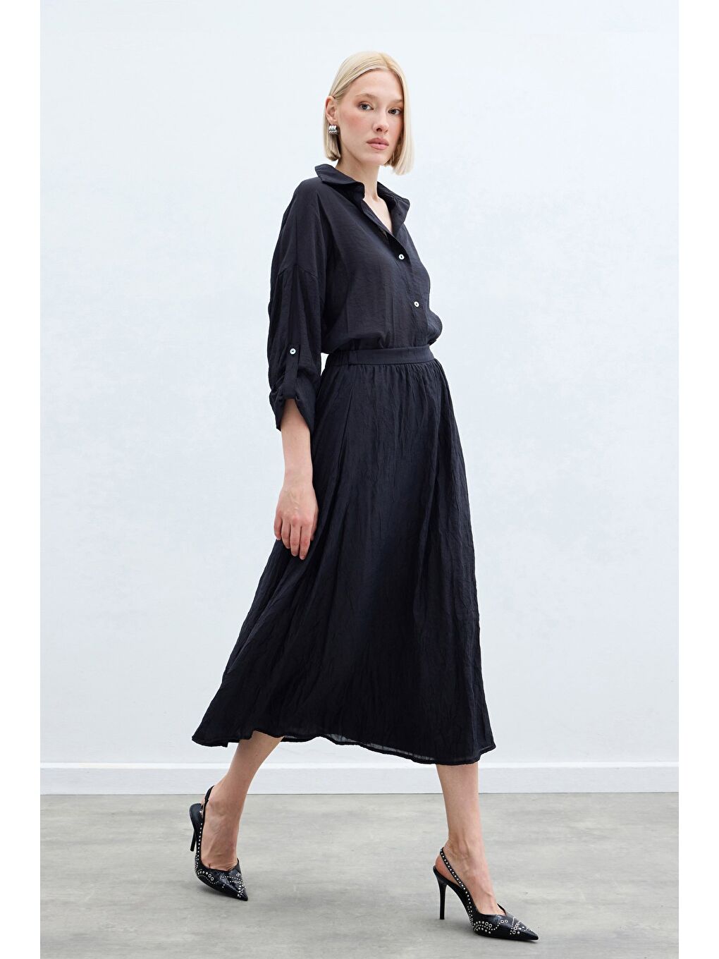 Kraşlı Kloş  Etek - Antrasit