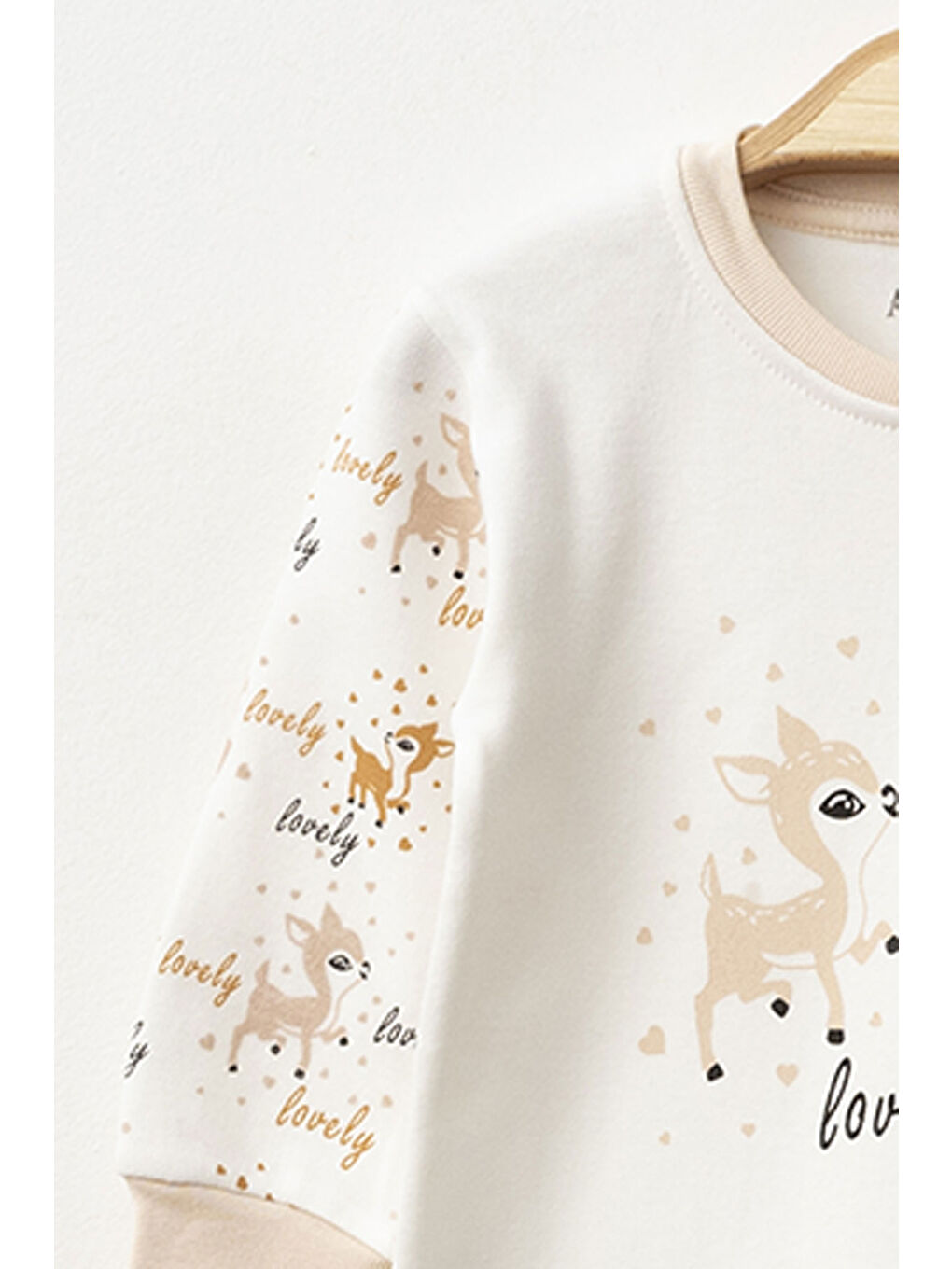 Bej Kız Bebek Çıtçıtlı Geyik Desenli Tulum 0 Ay 6 Ay-2