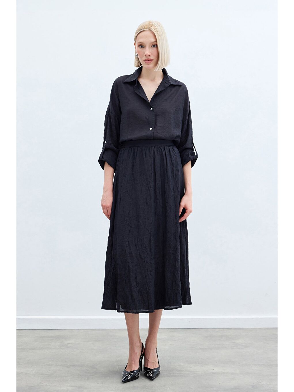 Kraşlı Kloş  Etek - Antrasit-2