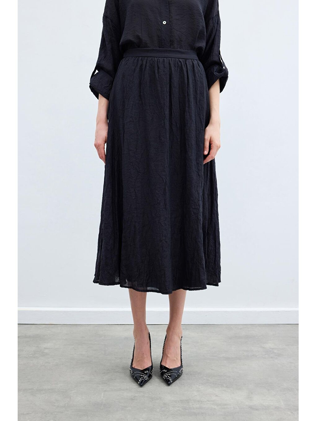 Kraşlı Kloş  Etek - Antrasit-6