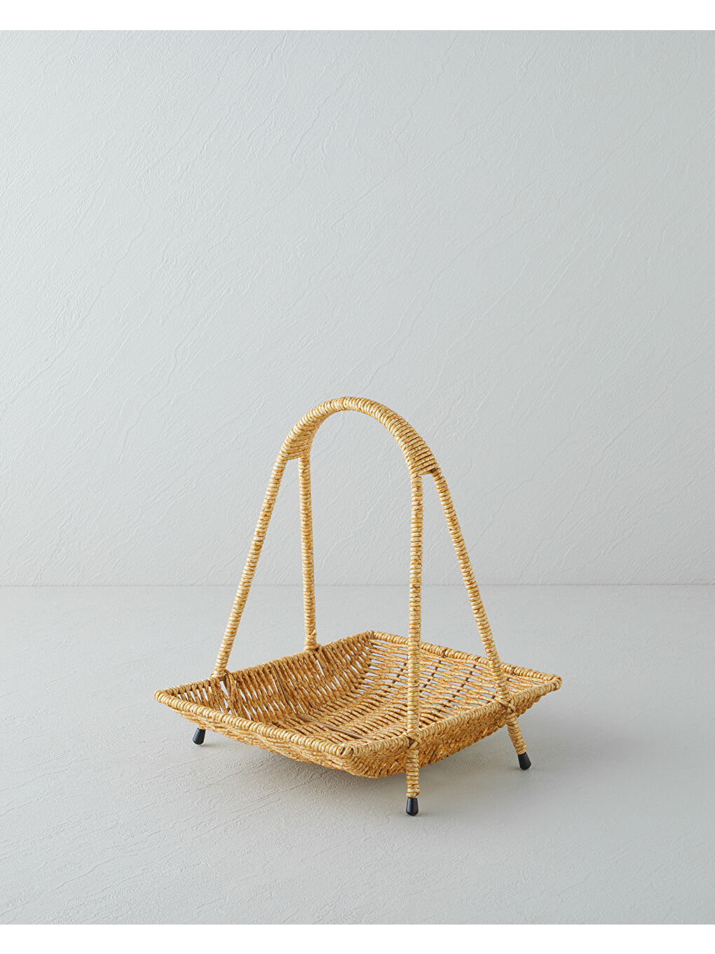 Wicker Plastik Rattan Katlı Servis 23x19x25 cm Açık Kahverengi-1