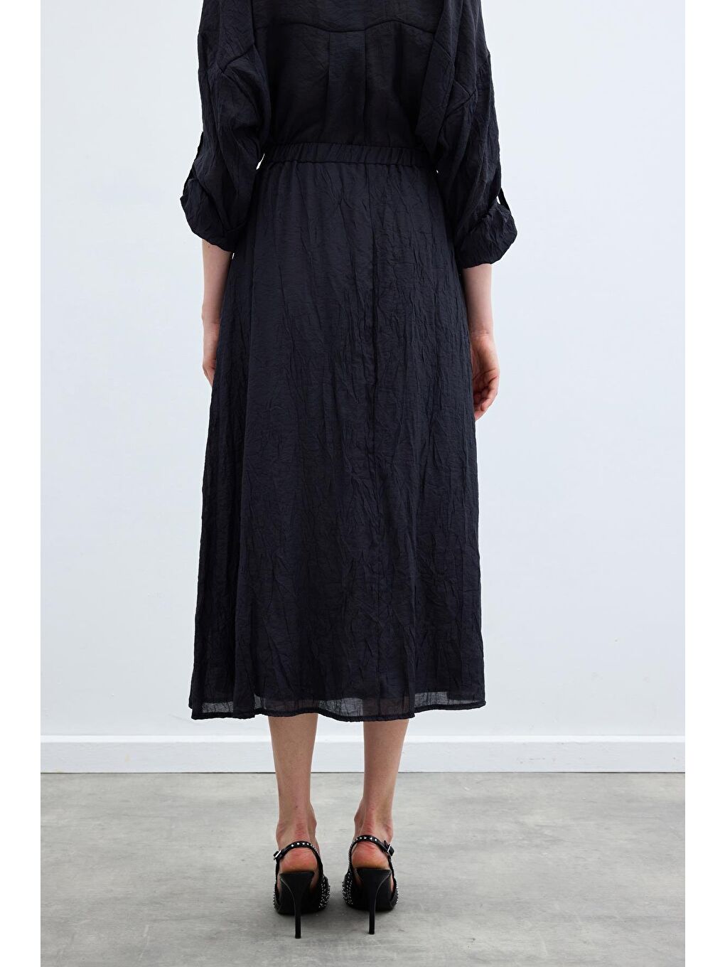 Kraşlı Kloş  Etek - Antrasit-7