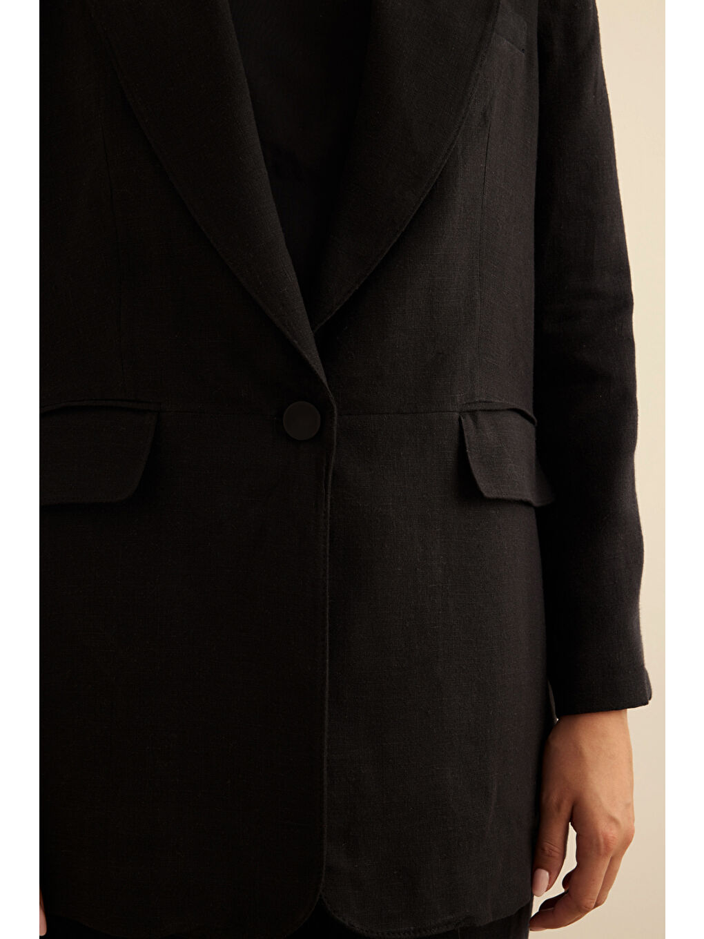 Siyah Keten Ceket-4
