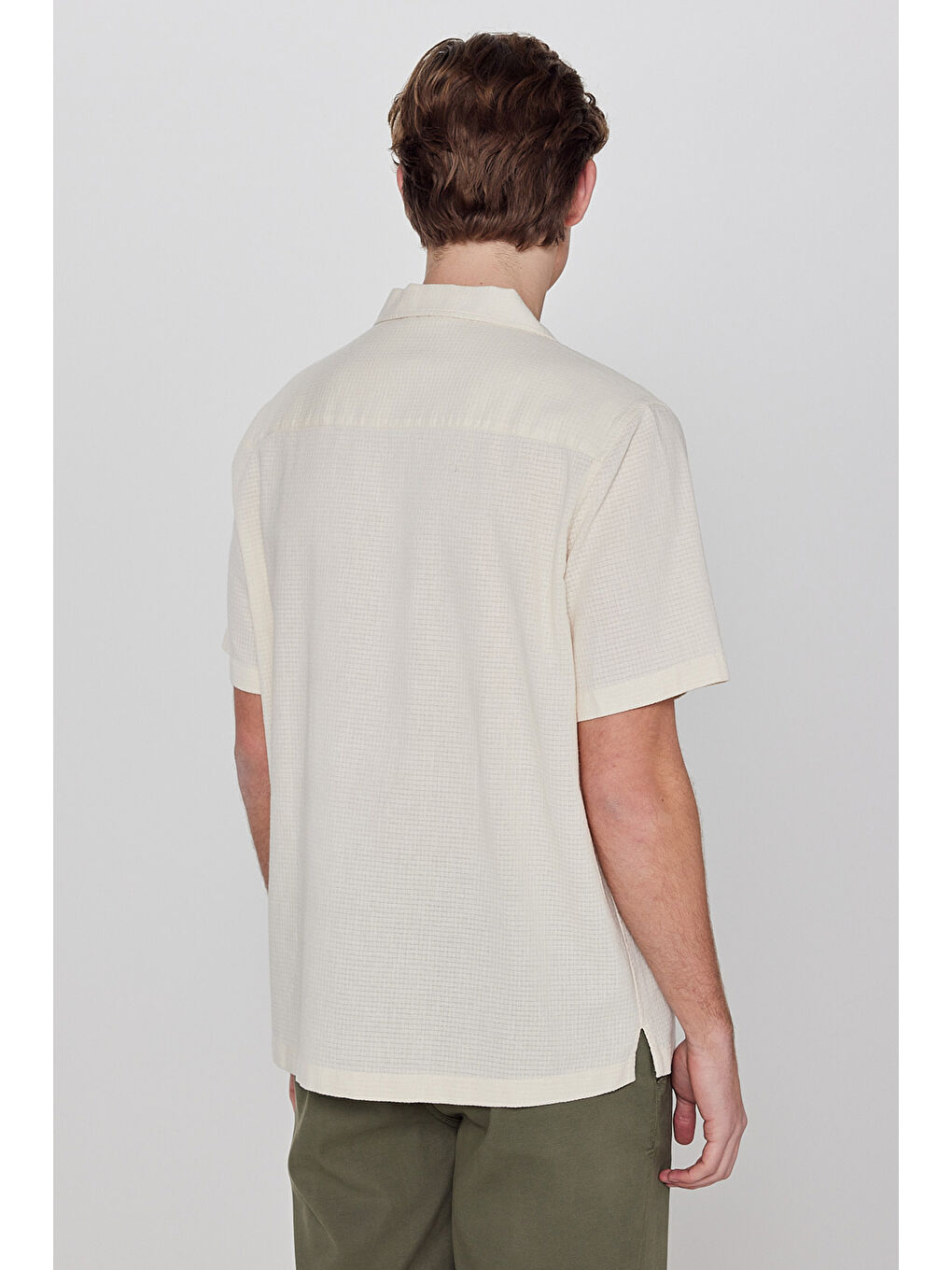 Bej Resort Yaka Kısa Kollu Gömlek-4