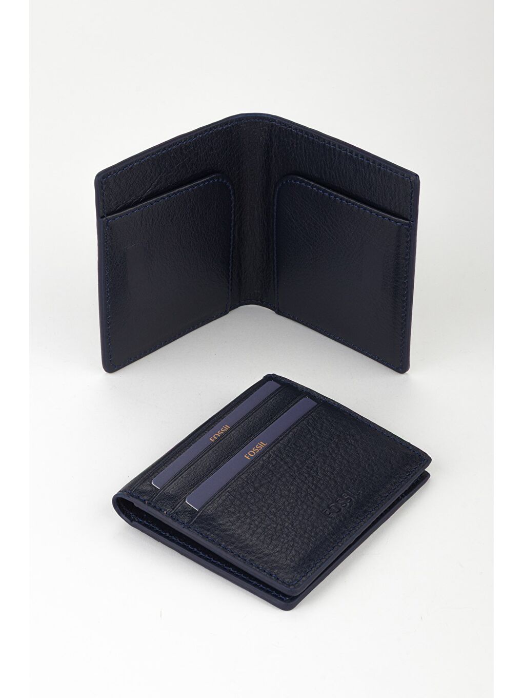 Lacivert Kutulu Hakiki Deri Slim El Portföyü Kartlık Cüzdan