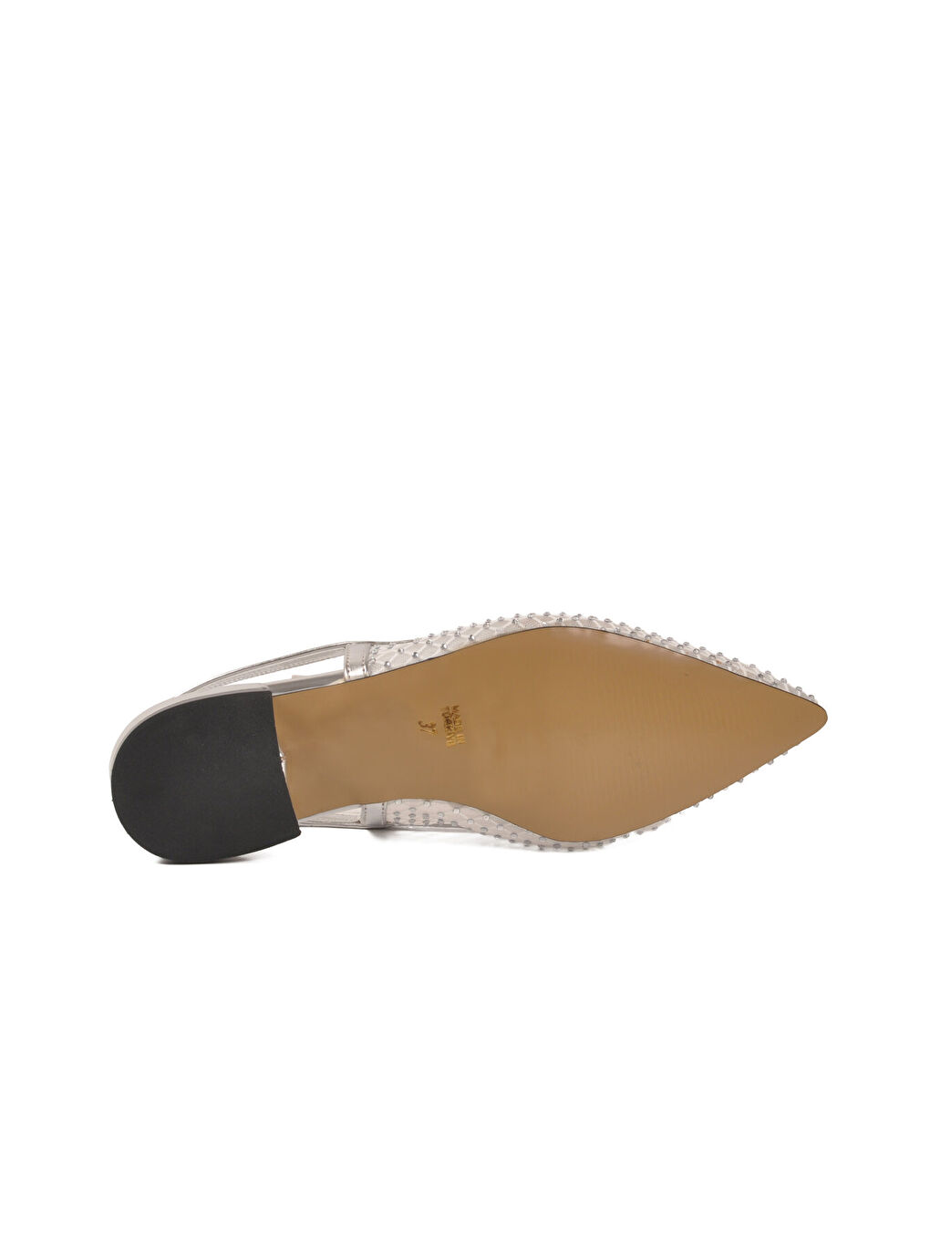 Gri Gümüş Taş İşlemeli Dar Kalıp Hafif Kadın Babet 312550 Z-4