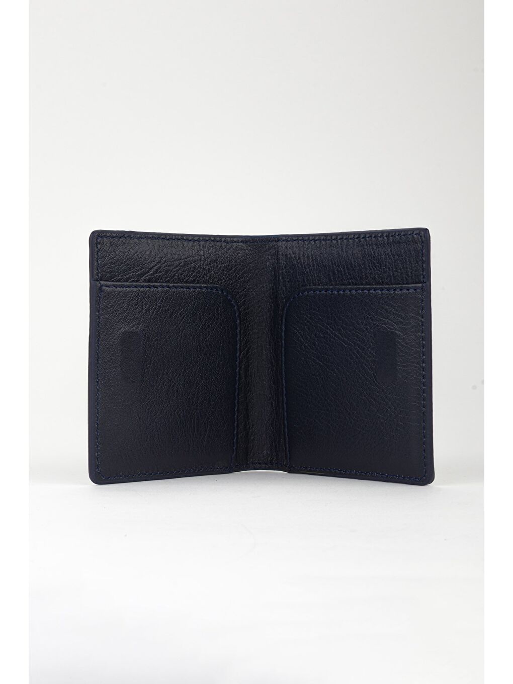 Lacivert Kutulu Hakiki Deri Slim El Portföyü Kartlık Cüzdan-1