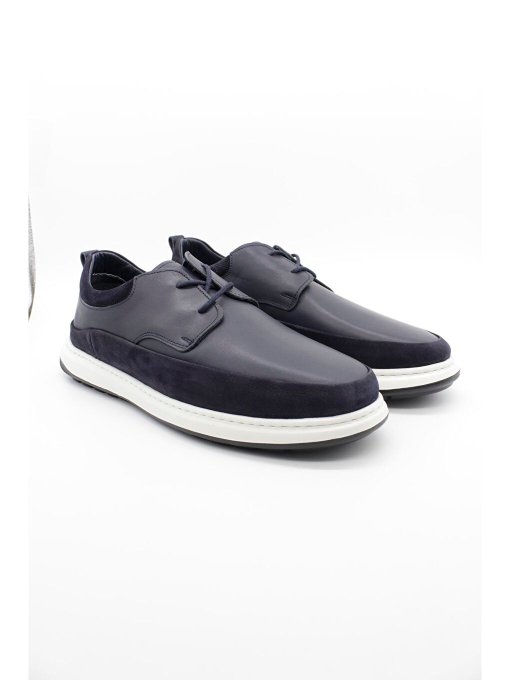 Lacivert %100 Deri Bağcıklı Casual Ayakkabı 1033250117-1