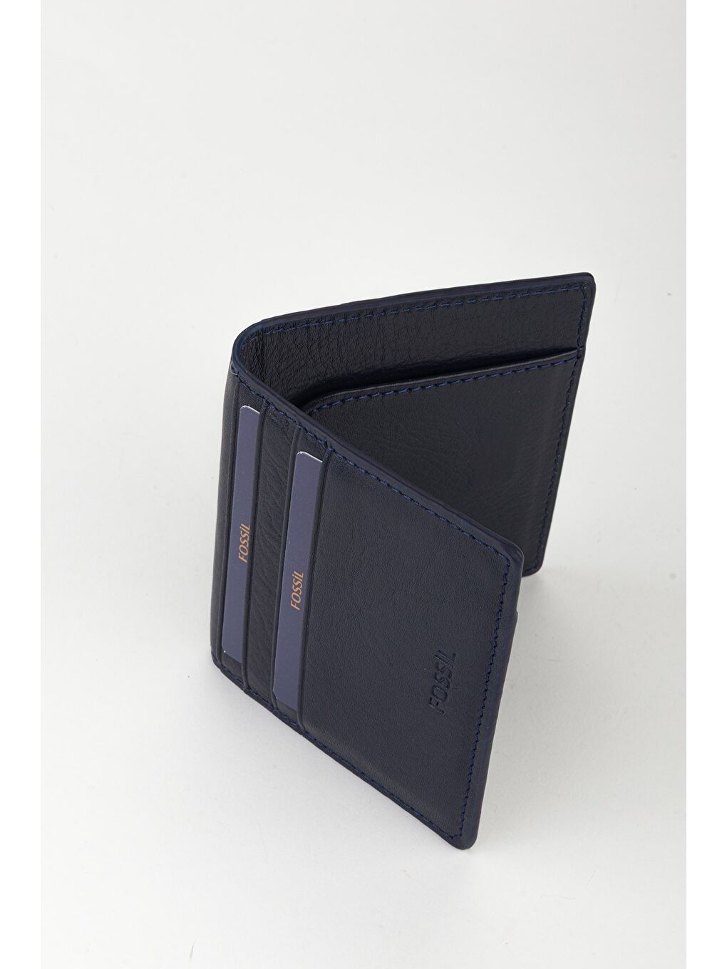 Lacivert Kutulu Hakiki Deri Slim El Portföyü Kartlık Cüzdan-3