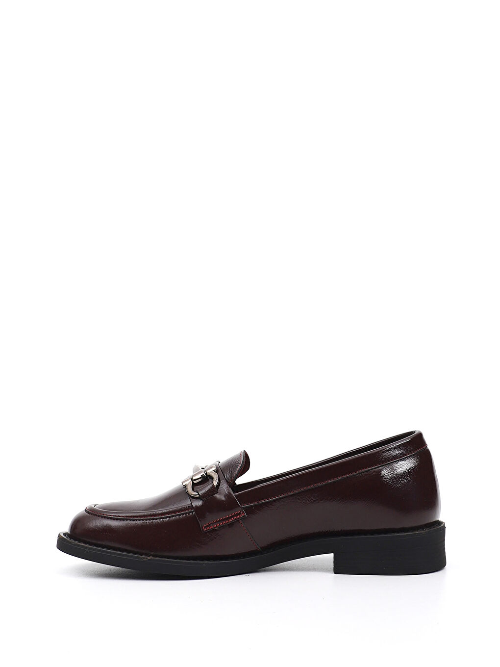 Ekru Kadın EKRU-BORDO Tokalı Hakiki Deri Loafer Ayakkabı-2