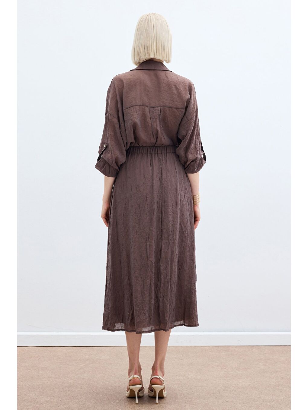 Kahverengi Kraşlı Kloş  Etek - Kahve-7