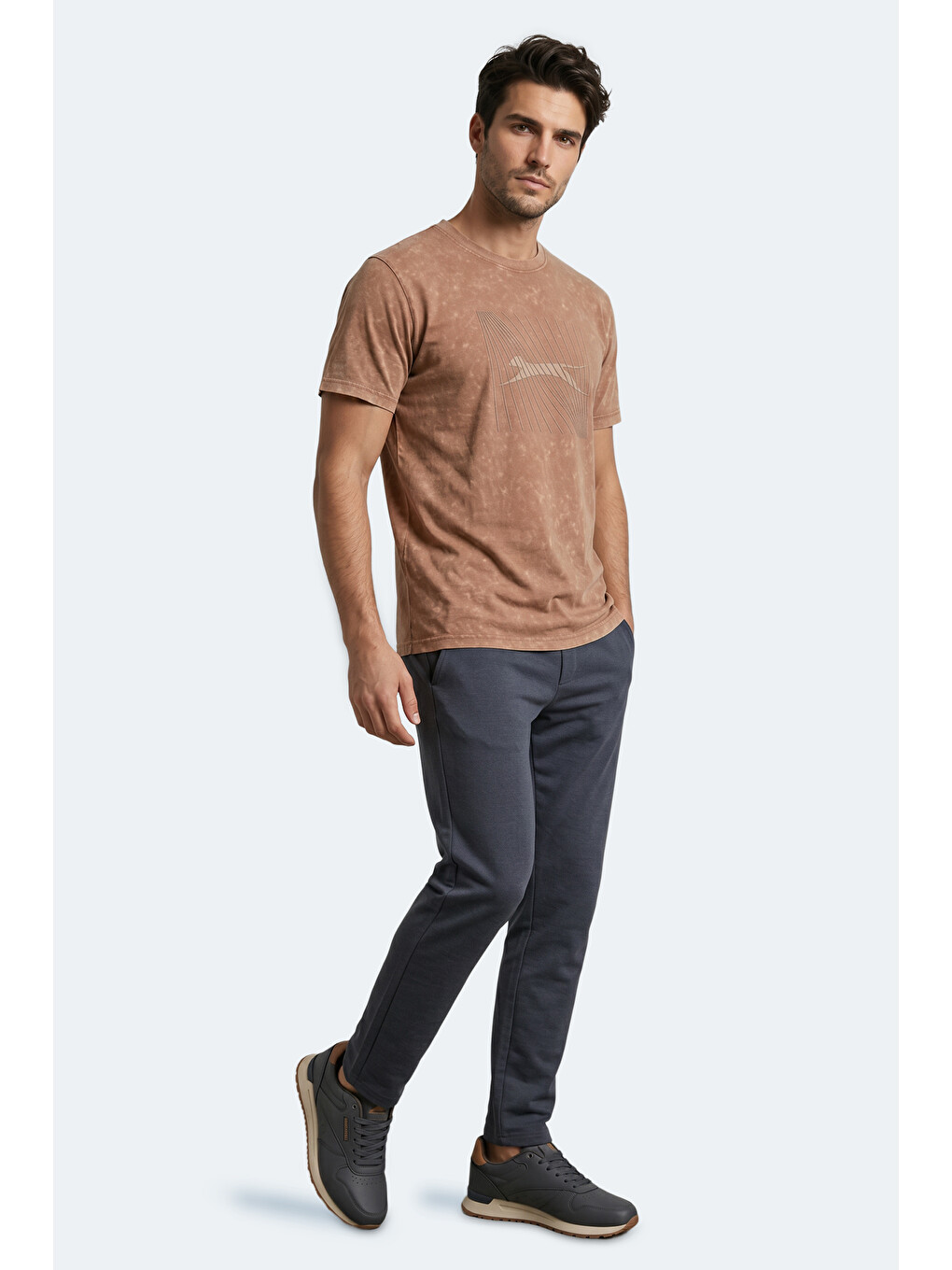 Kahverengi ZAIR Erkek Baskılı Camel Tişört-7