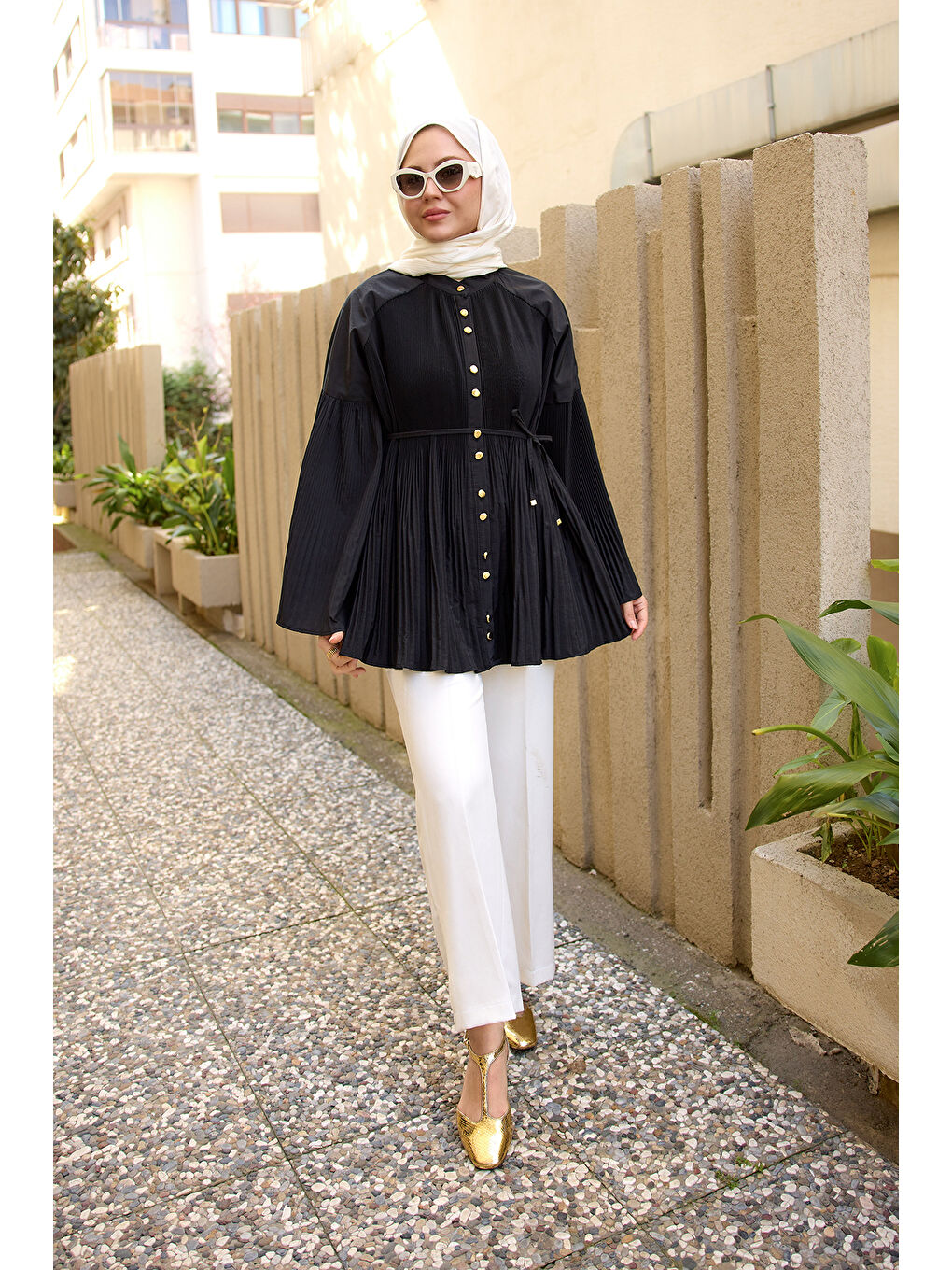 Kadın Dik Piliseli Modal Burgonya Gömlek Siyah-2