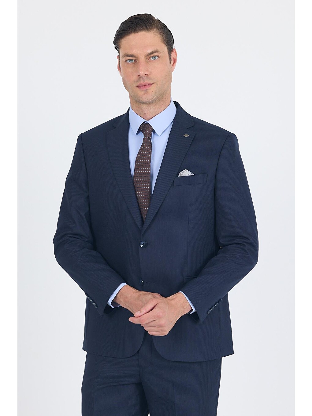 Lacivert Mono Yaka Bez Ayağı Tam Astar Pamuklu 4 Drop Comfort Fit Classic Takım Elbise 1001250178-1