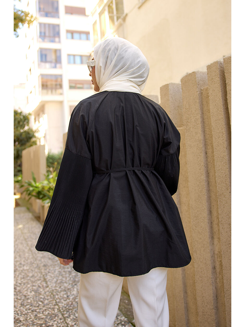 Kadın Dik Piliseli Modal Burgonya Gömlek Siyah-3