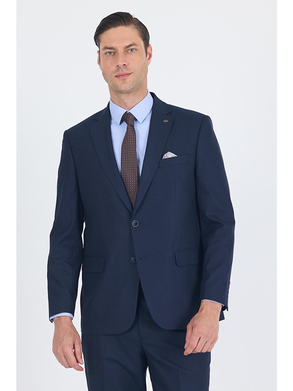 Lacivert Mono Yaka Bez Ayağı Tam Astar Pamuklu 4 Drop Comfort Fit Classic Takım Elbise 1001250178-2