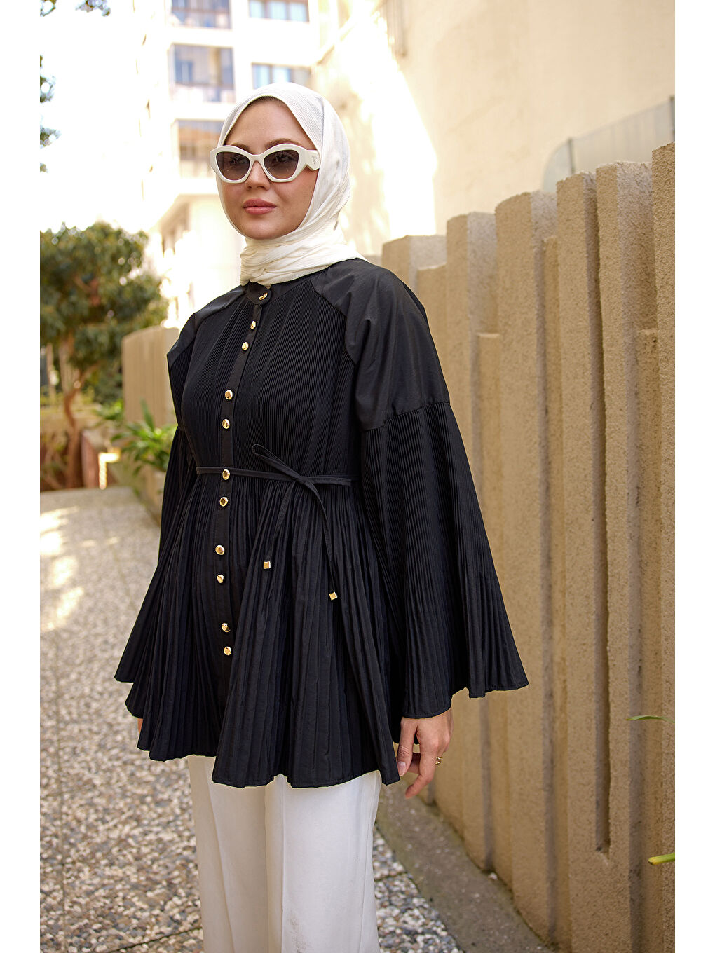 Kadın Dik Piliseli Modal Burgonya Gömlek Siyah-4