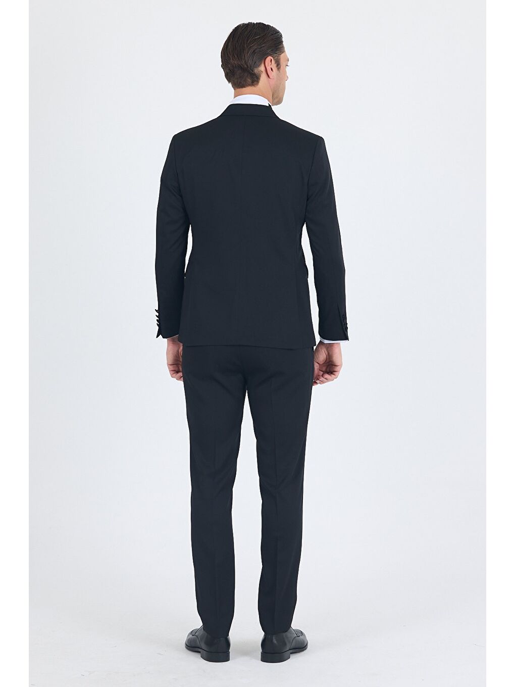 Siyah Kılıç Yaka Kruvaze Slim Fit Ceremony Takım Elbise 1001250203-4