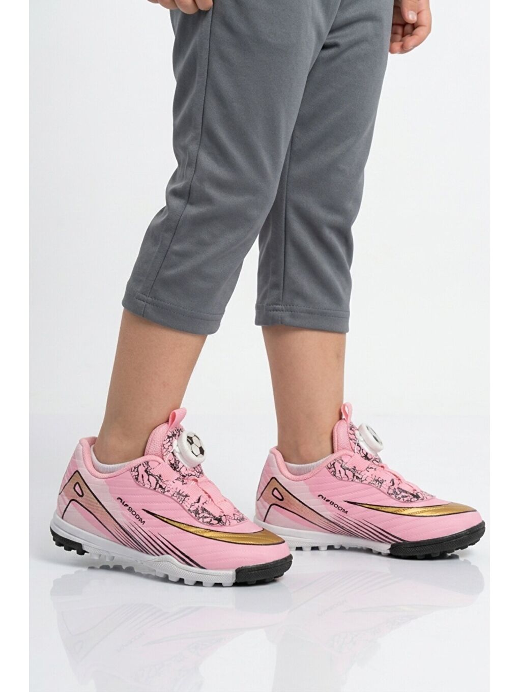 Pembe Siyah Misina Bağcıklı Çocuk Halı Saha Ayakkabı 620 F-1