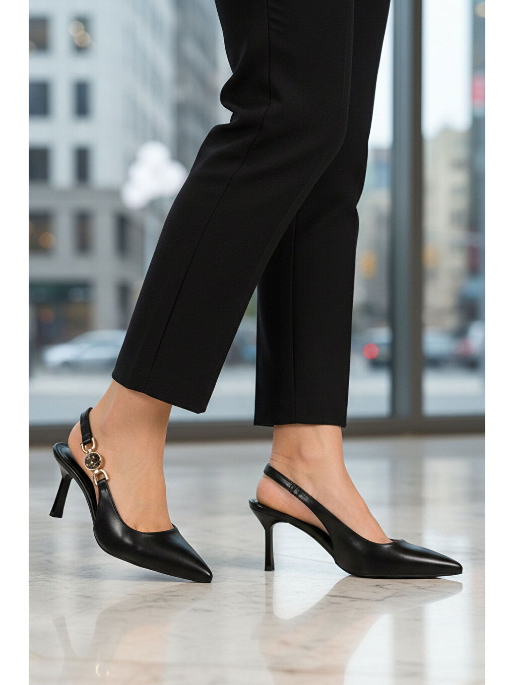 Siyah Kadın İnce Topuklu Abiye Ayakkabı 312569 Z-2