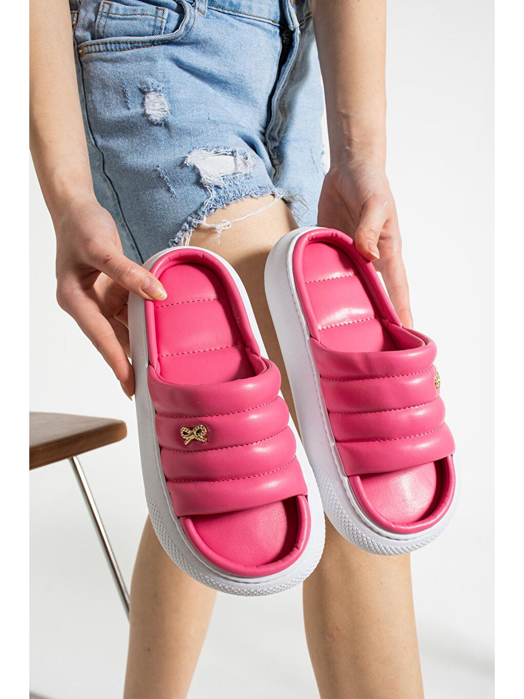 Fuşya LOTUS Kadın Terlik Dış Mekan ve Ev Terliği Havuz Deniz Terliği