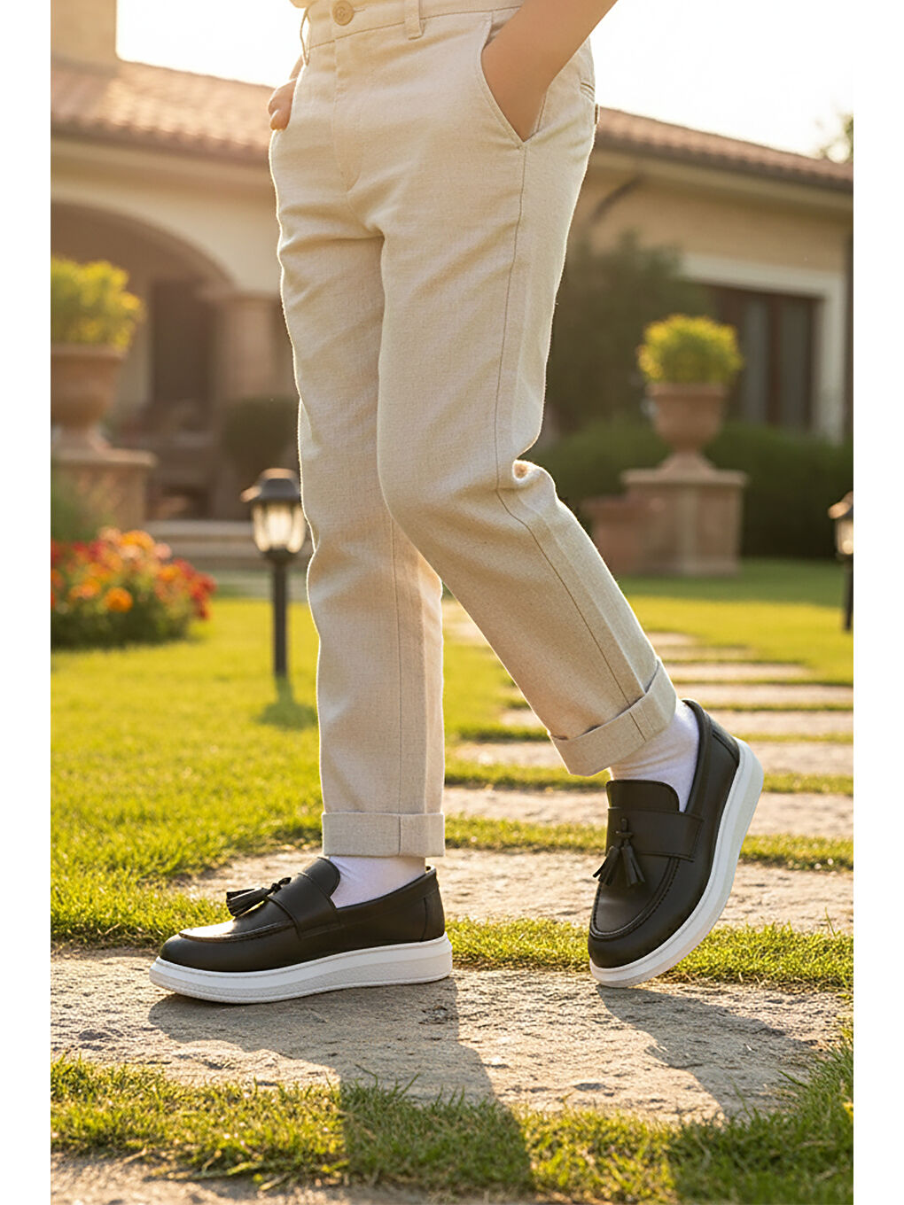 Siyah Tula Cilt Fiyonklu Erkek Çocuk Sünnet Ayakkabı-2