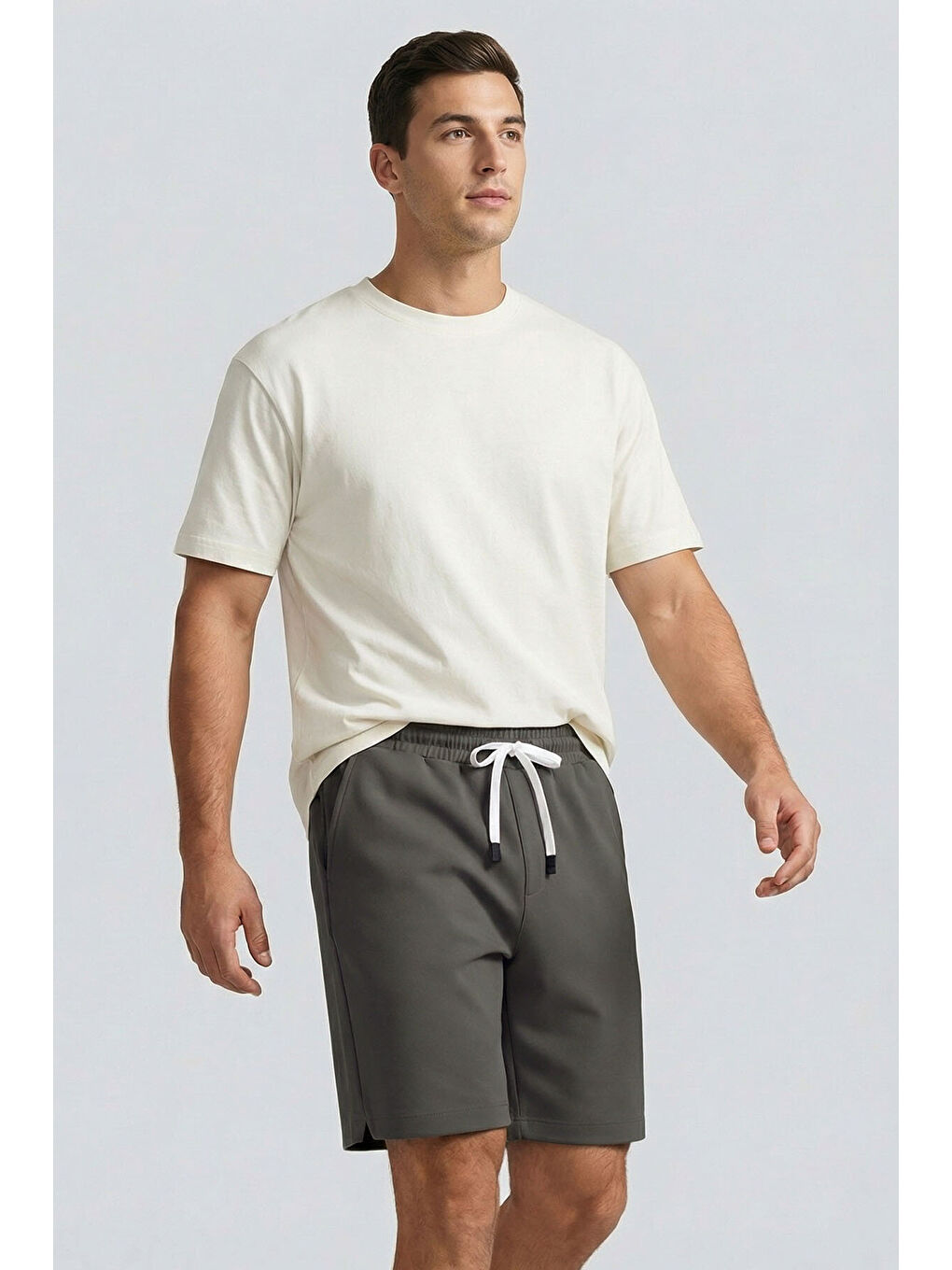 Haki Standart Fit Basic Arka Cepli Erkek Şort - 88314-1