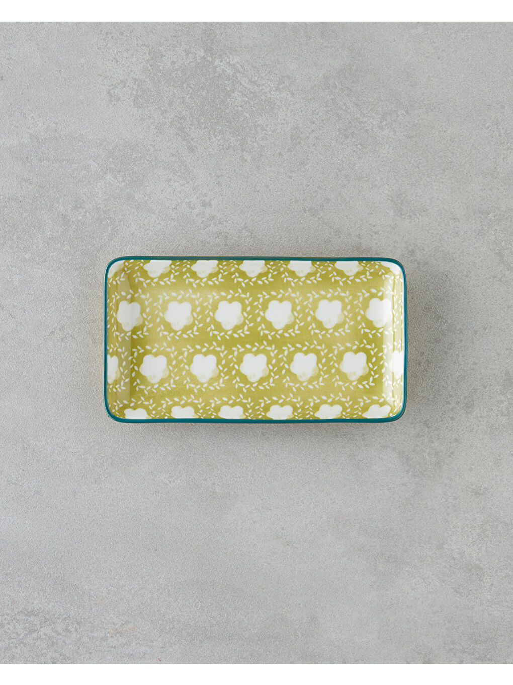 Plantopia Porselen Kayık Tabak 17x10 cm Sarı-Yeşil-1