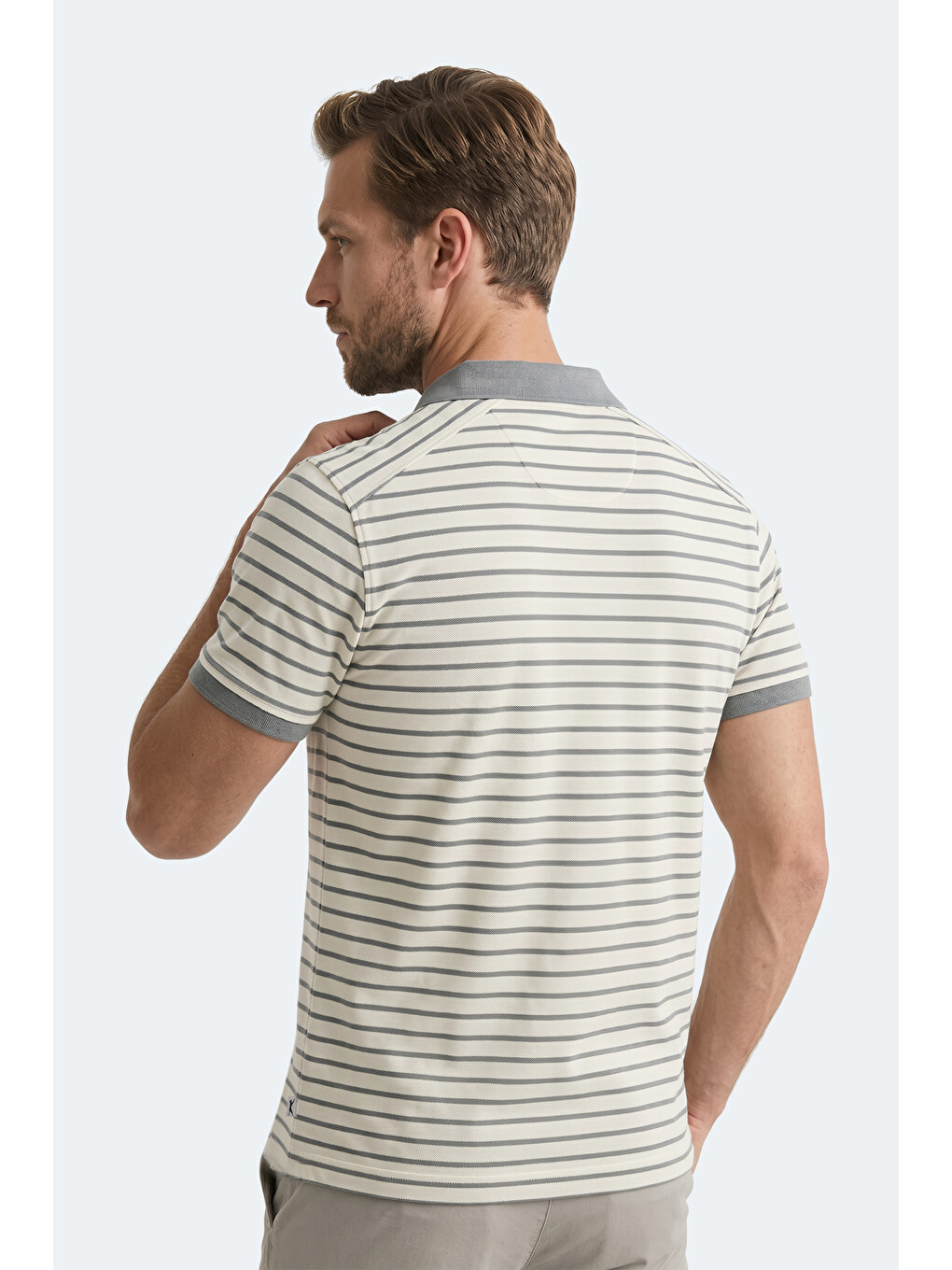 ZOLL Erkek Polo Yaka Beyaz / Gri Tişört-3