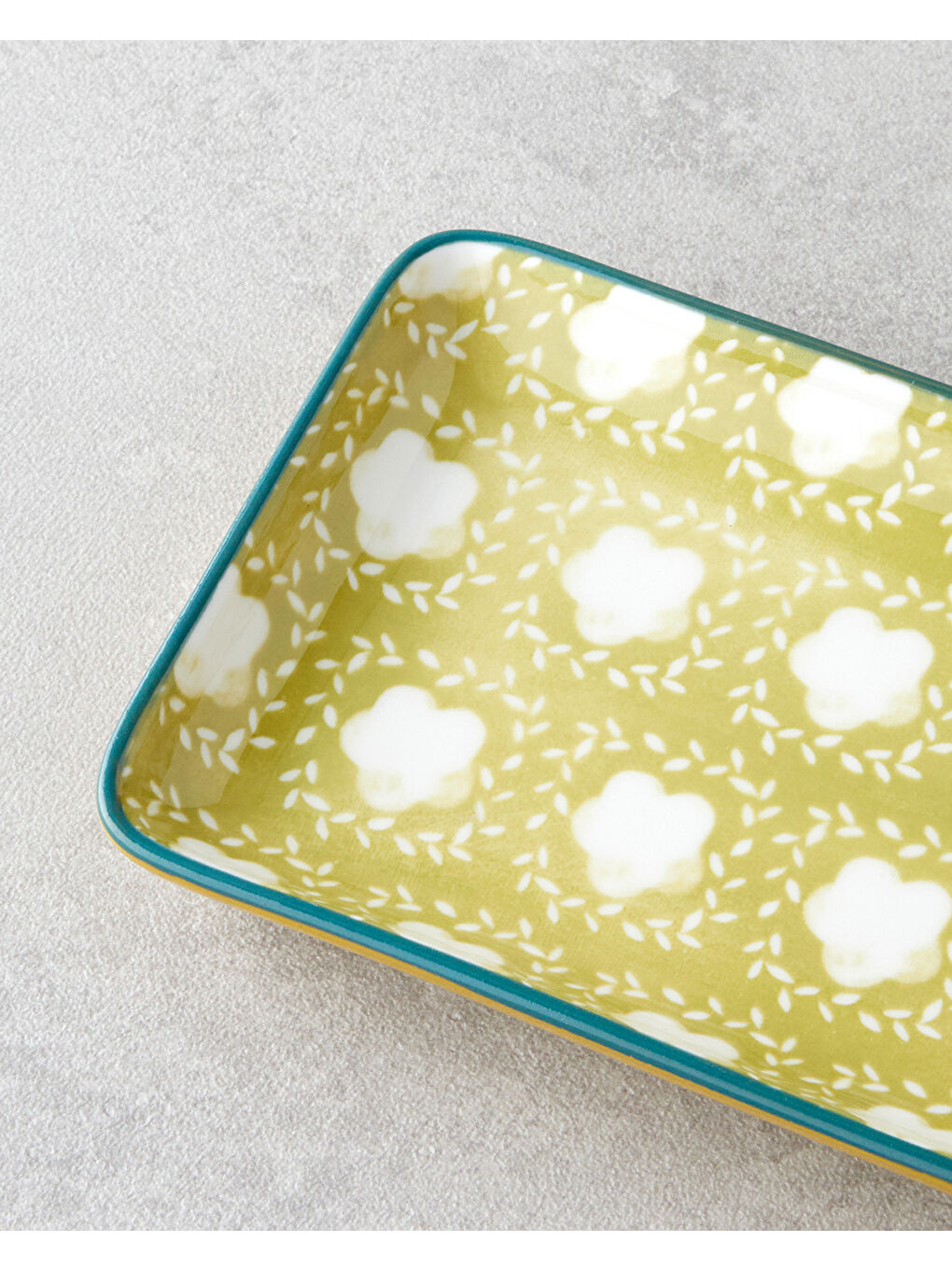 Plantopia Porselen Kayık Tabak 17x10 cm Sarı-Yeşil-2