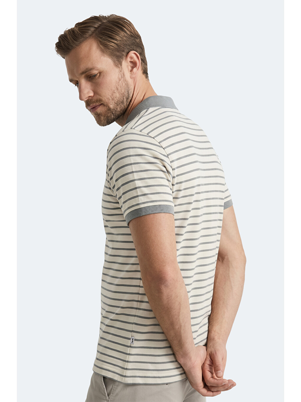 ZOLL Erkek Polo Yaka Beyaz / Gri Tişört-6