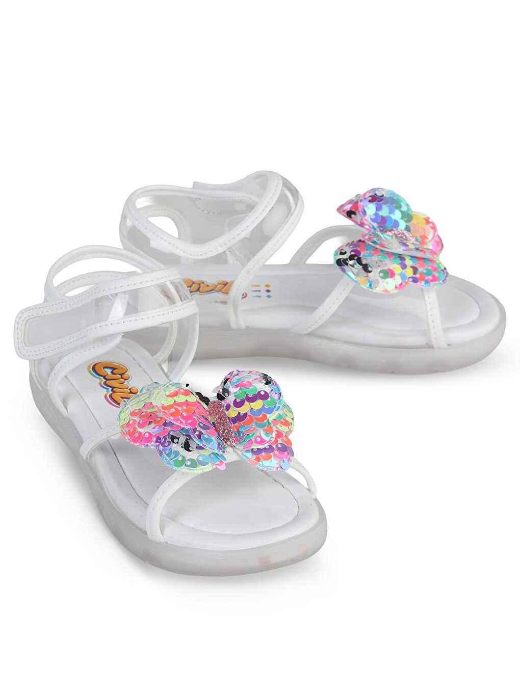 Girls Simli Kelebek 27- Sandalet - Beyaz