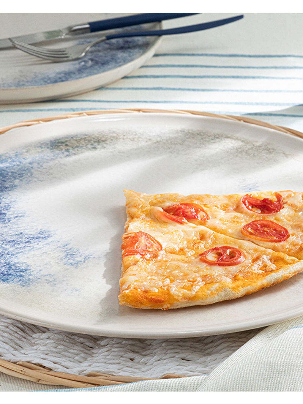 Aqua Side Seramik Pizza Servis Tabağı 32 cm Mavi