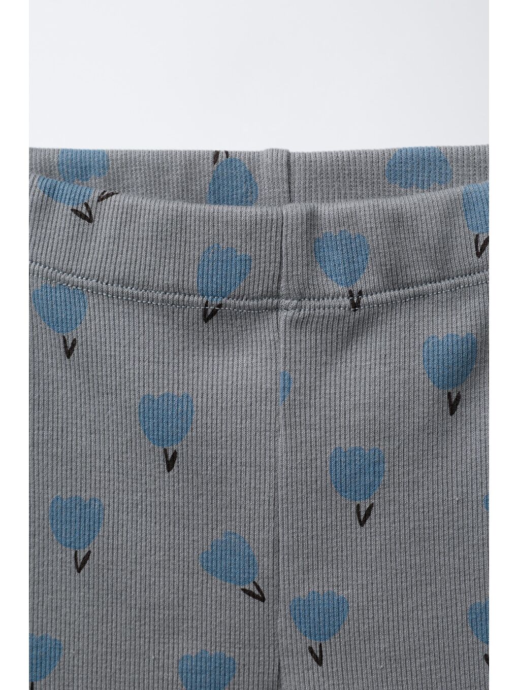 Karışık Kız Çocuk Pamuklu Gri Çiçek Desenli Sweatshirt Ve Tayt Takım - Rahat Günlük Takım-2