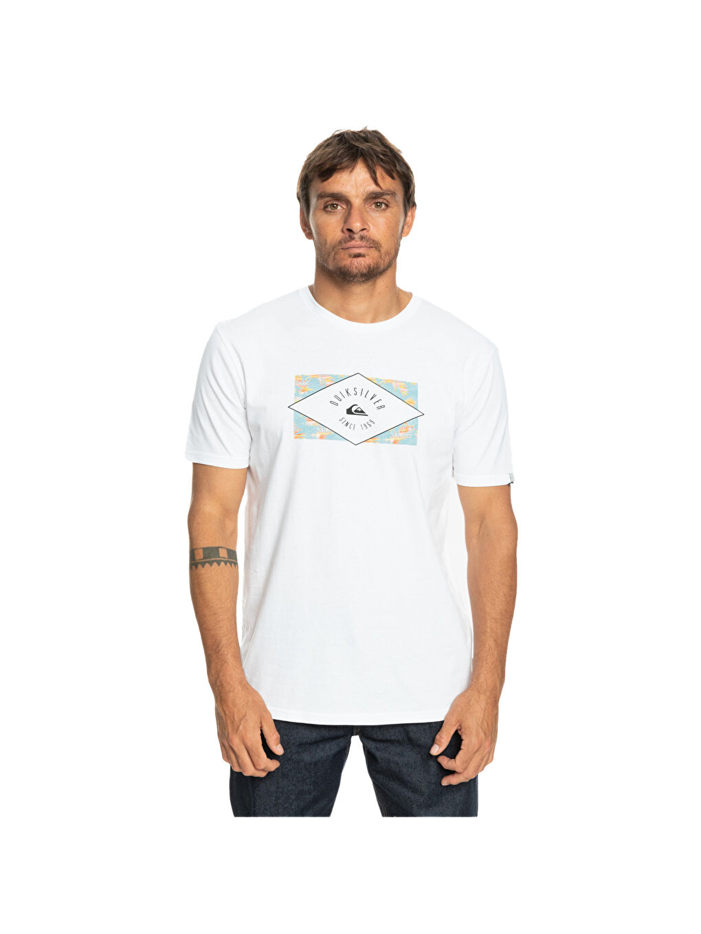 Beyaz Circledline Erkek Renkli Tişört